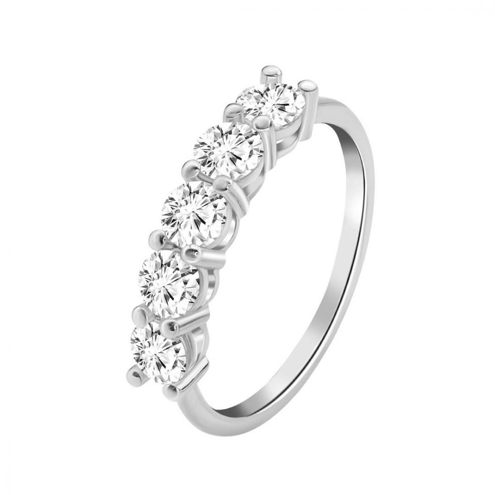 Five stones Solitaire diamond ring in white gold