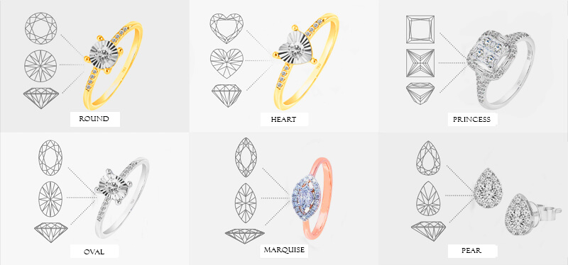 Different shapes of diamonds