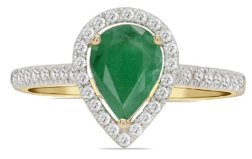 Pear cut emerald diamond ring