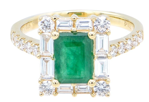 Princess cut emerald diamond ring