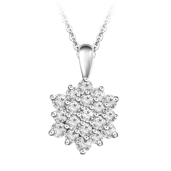 Blossom designed diamond pendant in white gold