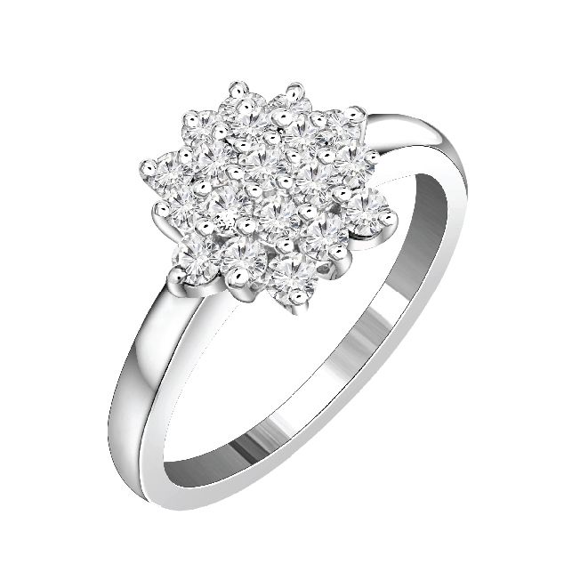 Blossom designed diamond ring in white gold