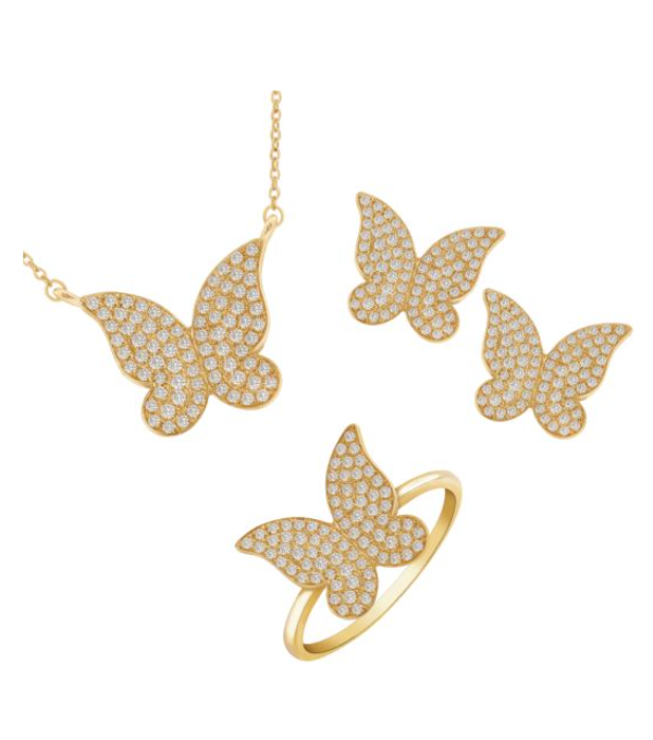 butterfly shaped diamond necklace set