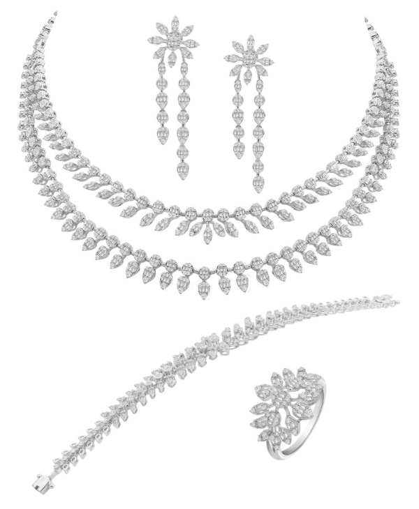 diamond necklace set in white gold