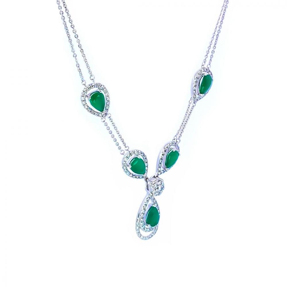 Emerald and Coronet diamond necklace in white gold