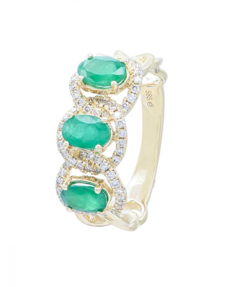 Emerald and diamond ring