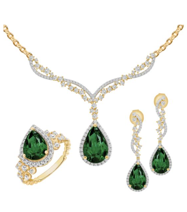 emerald diamond necklace set