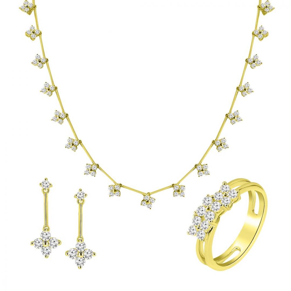 Floral Diamond Choker Necklace set in Yellow Gold