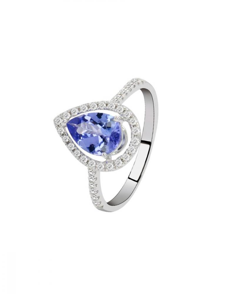 Blue gemstone diamond ring