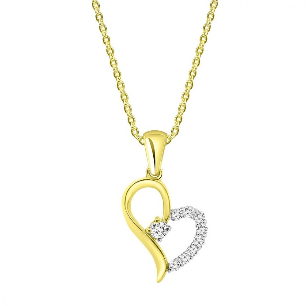 Heart shaped diamond pendant in yellow gold