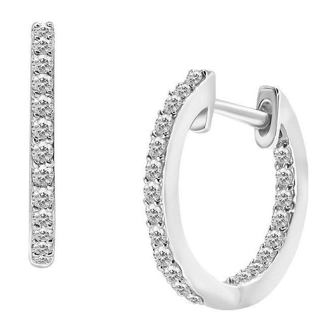 Mini hoop diamond earrings in white gold