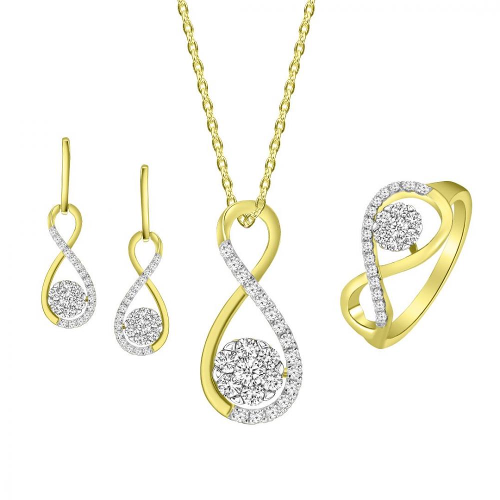 Infinity shaped diamond pendant set