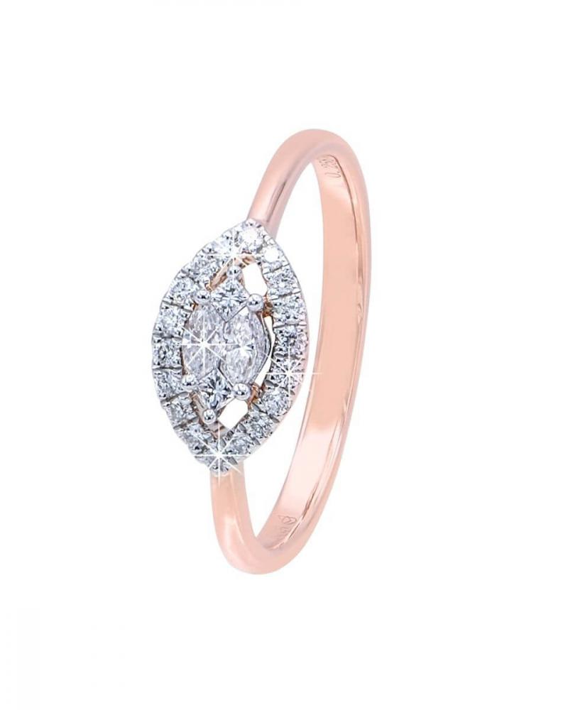 Rose gold ring with marquise shaped diamond