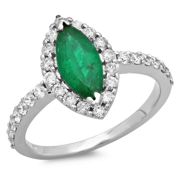 Marquise cut emerald diamond ring