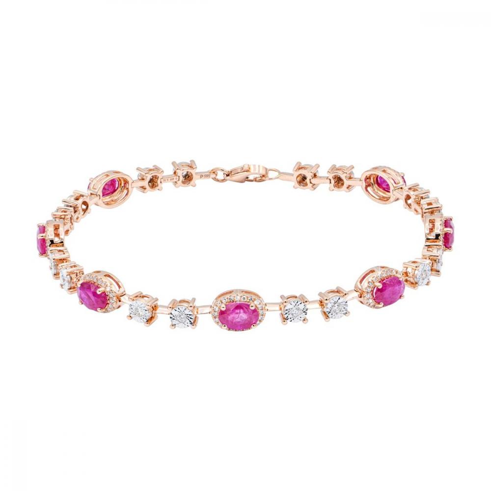 Ruby and diamond bracelet in rose gold