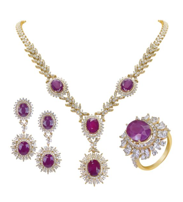 diamond ruby necklace set