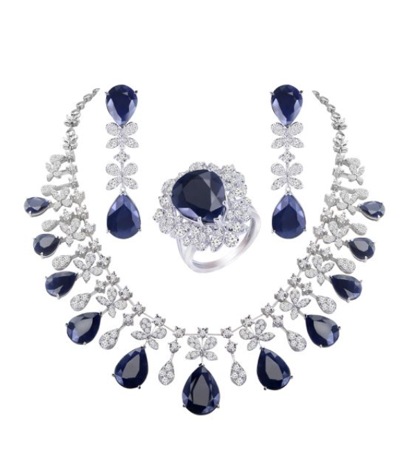 sapphire diamond necklace set