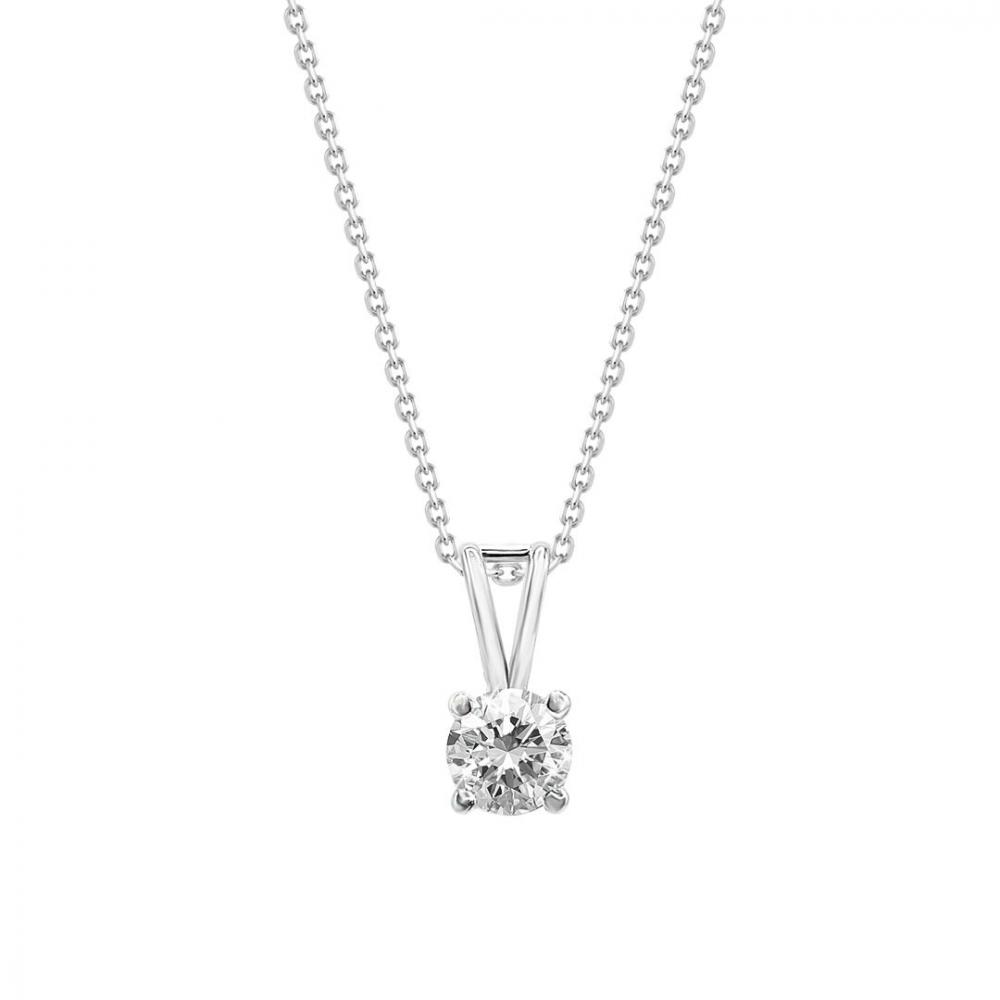 Solitaire diamond pendant in white gold