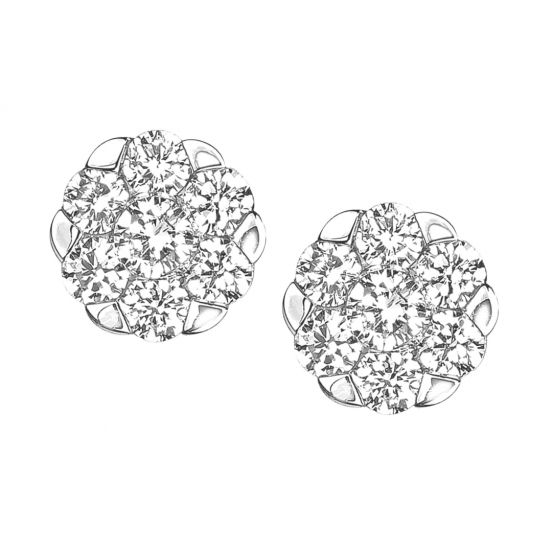 Stud Coronet diamond earrings in white gold