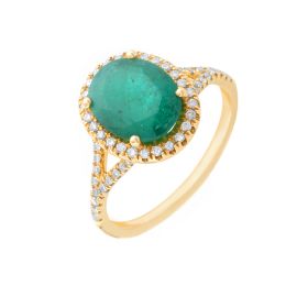Emerald Diamond Ring in Yellow Gold_C23060