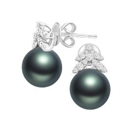 Tahiti Pearl and Diamond Earrings_O08836