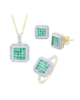 Diamond and Emerald Pendant Set_C13974_C14942_C14602