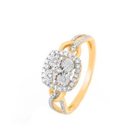 Illusion diamond ring in white and yellow gold - Image 1