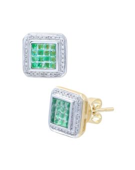 Diamond and Emerald Earrings_C14602