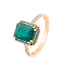 Emerald Diamond Ring in Yellow Gold_C12367