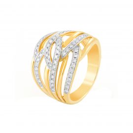 Poignant micro pave diamond ring in 14k yellow gold - Image 1