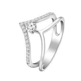 Crown rings with diamonds in white gold - Image 1