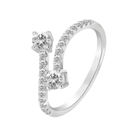 Wraparound diamond ring in 18k white gold - image 1