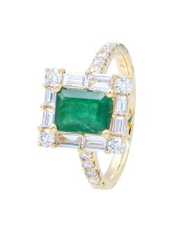Diamond and Emerald Ring in 18K Gold_C14155