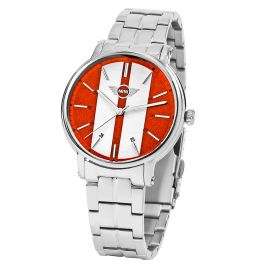 Ladies Watch with Striped Dial & Steel Band
