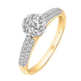 Coronet diamond ring with two layer shoulder diamonds in 18k yellow gold - image 1