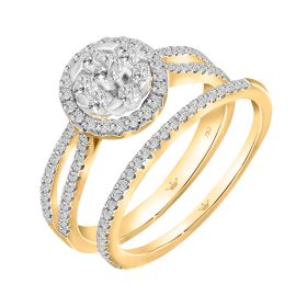 Coronet diamond halo twin bands in 18k yellow gold - image 1