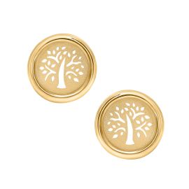 Circle Life Tree Pattern 18K Yellow Gold Earring