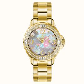 RENE MOURIS PARIS LA FLEUR MOTHER OF PEARL PVD GOLD LADIES WATCH 50105RM4