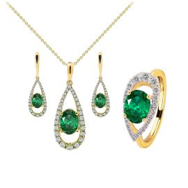 Emerald Diamond Necklace Set_71126_71201_70375