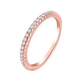 Single Row Diamond Wedding Band in Rose Gold