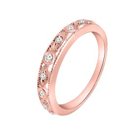 Thin Stackable Diamond Wedding Band in Rose Gold