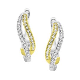 Lifestyle's Daily Wear Two Tone Hoop Earrings with Diamond