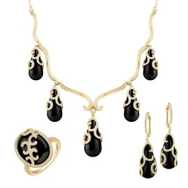 Black Agate and Diamond Necklace Set_C24533_C29306_C24317