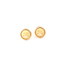 18k yellow gold smiling face earring - image 1