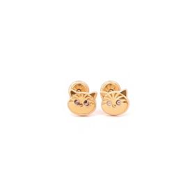 Cute kitten 18k gold studs - image 1