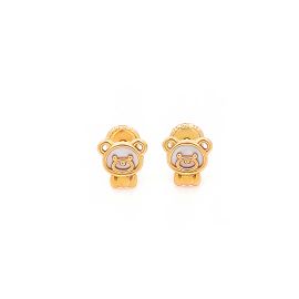 Teddy bear screw back gold earrings - Image 1