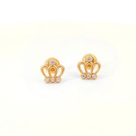 Princess Crown 18k Gold Earrings -image 1