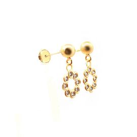 Gold Hoop Dangle 18k Yellow Gold Earrings - image 1