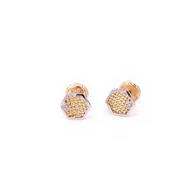 Geometric Hexagon 18K Gold Earring - image 1