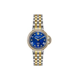 Bentley gold two-tone diamond watch with blue MOP dial.